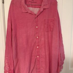Tommy Bahama Casual Pink Button Down Shirt 100% Linen Big & Tall 4X